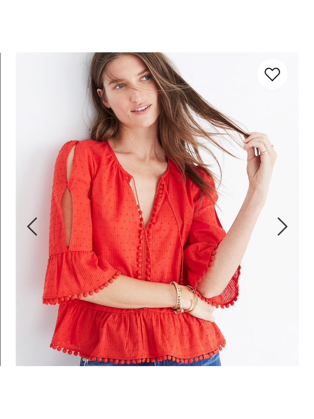 Women’s Peplum Peek-A-Boo Sleeve Peasant Blouse